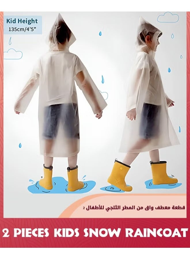 2 جهاز كمبيوتر شخصي معطف المطر للأطفال, الأطفال مقاومة للماء سميكة المطر Ponchos للأطفال,معطف المطر الطوارئ القابلة لإعادة الاستخدام للفتيان والبنات,الأطفال الثلج معطف المطر مع غطاء الغطاء,جاكيت المطر إيفا المحمولة,رمادي - Image 5